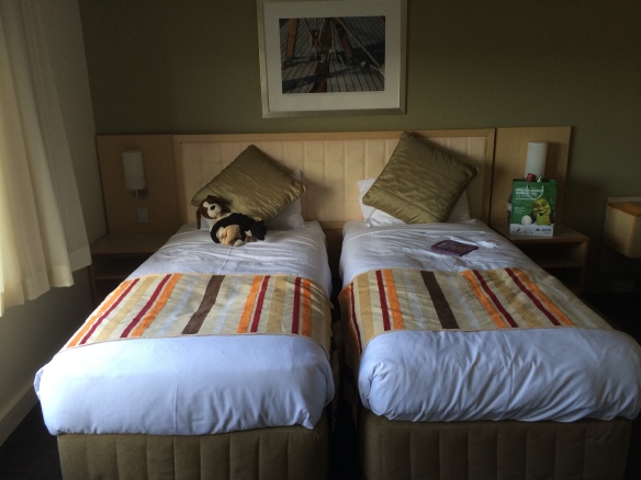 The family suite at the Novotel St Kilda features two separate beds & Miss 9 quickly chose hers.